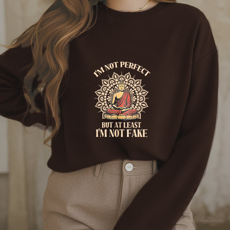 Sweat-shirt à col rond doublé polaire Buddha Stones I AM NOT PERFECT