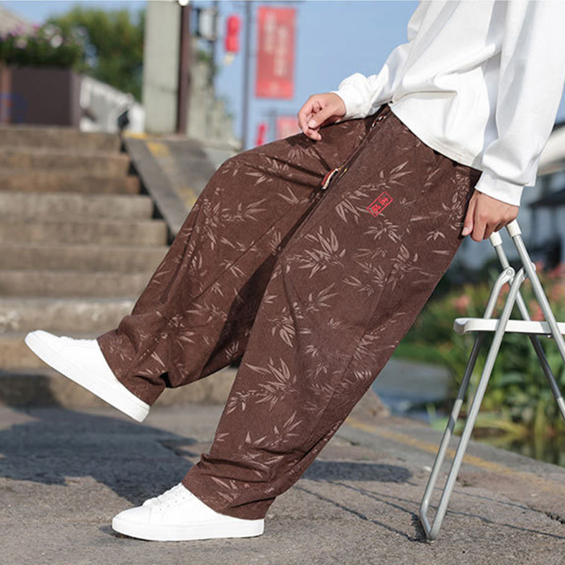 Pantalon décontracté en coton pour homme avec poches et broderies de Buddha Stones - image 21