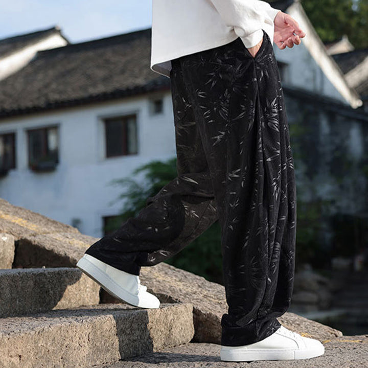 Pantalon décontracté en coton pour homme avec poches et broderies de Buddha Stones - image 1