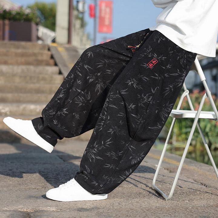 Pantalon décontracté en coton pour homme avec poches et broderies de Buddha Stones - image 7