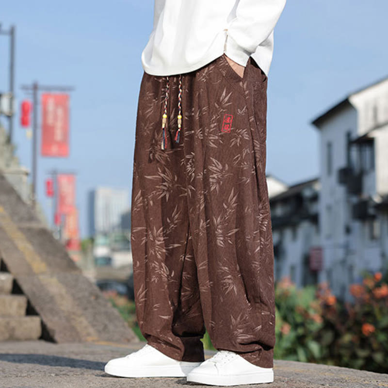 Pantalon décontracté en coton pour homme avec poches et broderies de Buddha Stones - image 16
