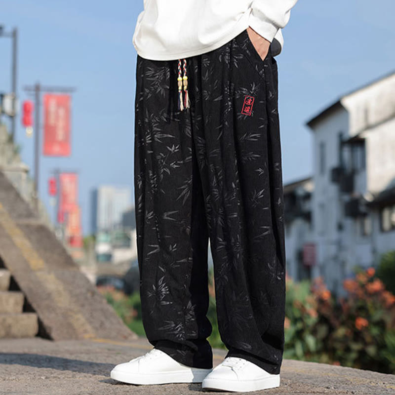 Pantalon décontracté en coton pour homme avec poches et broderies de Buddha Stones - image 3