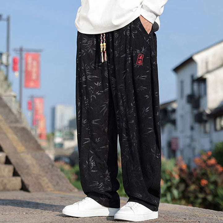 Pantalon décontracté en coton pour homme avec poches et broderies de Buddha Stones - image 3