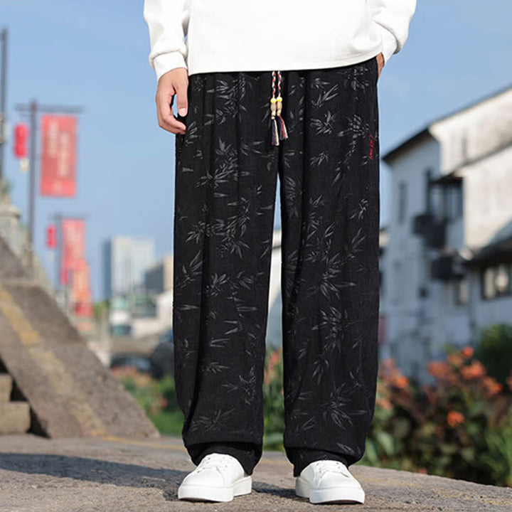 Pantalon décontracté en coton pour homme avec poches et broderies de Buddha Stones - image 4