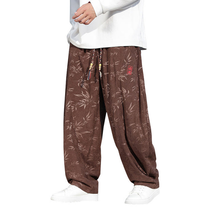 Pantalon décontracté en coton pour homme avec poches et broderies de Buddha Stones - image 22