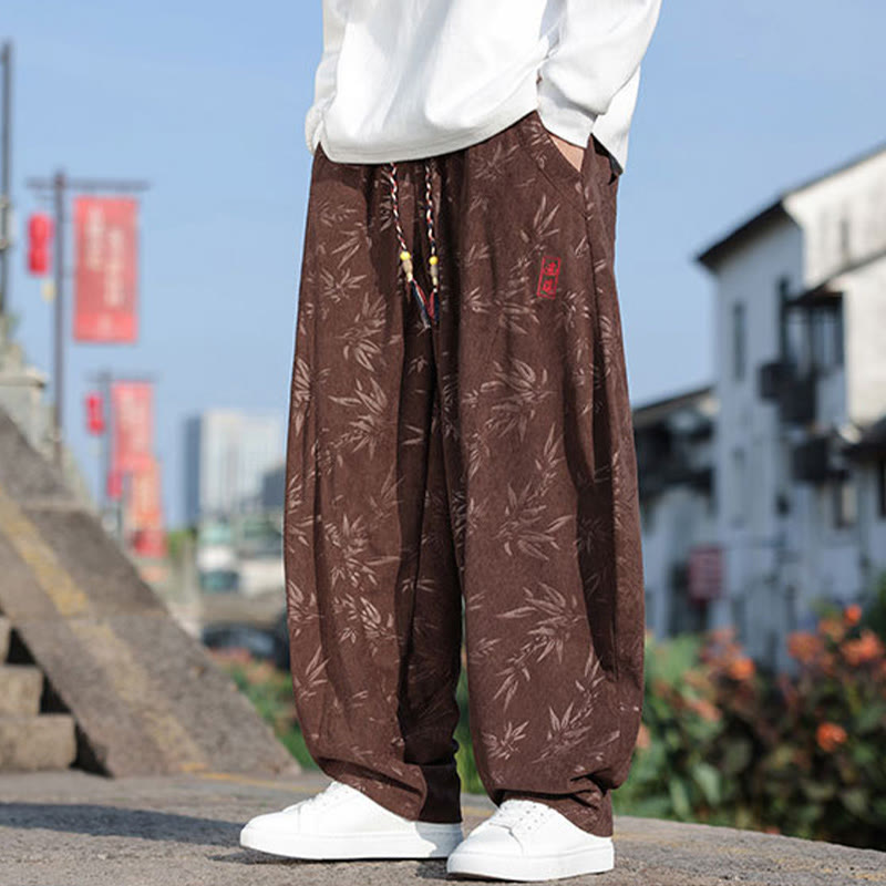 Pantalon décontracté en coton pour homme avec poches et broderies de Buddha Stones - image 14