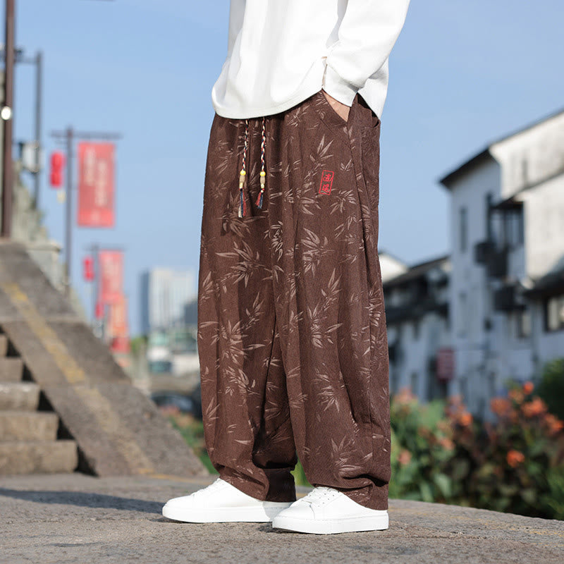Pantalon décontracté en coton pour homme avec poches et broderies de Buddha Stones - image 19