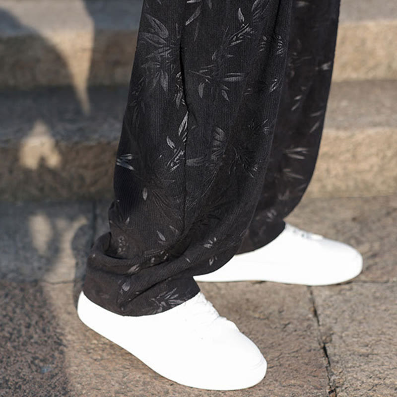 Pantalon décontracté en coton pour homme avec poches et broderies de Buddha Stones - image 11