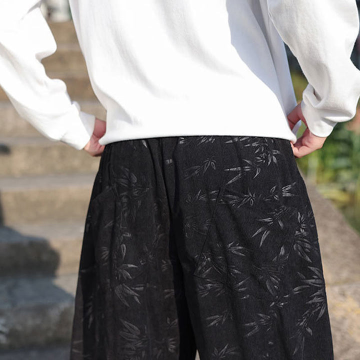 Pantalon décontracté en coton pour homme avec poches et broderies de Buddha Stones - image 9