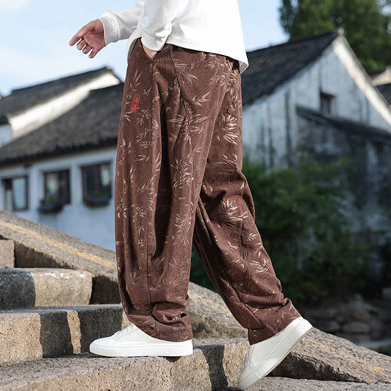 Pantalon décontracté en coton pour homme avec poches et broderies de Buddha Stones - image 20