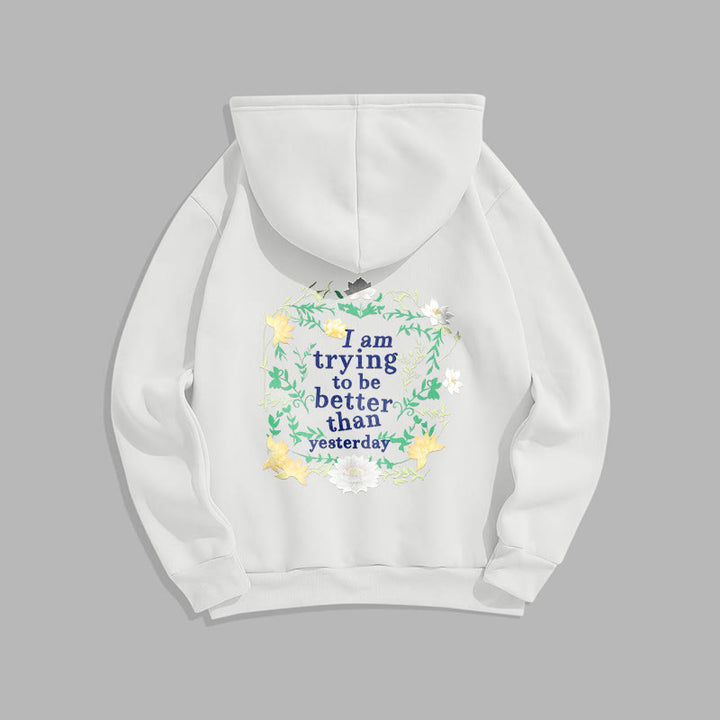 Buddha Stones Lotus J'essaie d'être meilleur Sweat à capuche en polyester doublé polaire