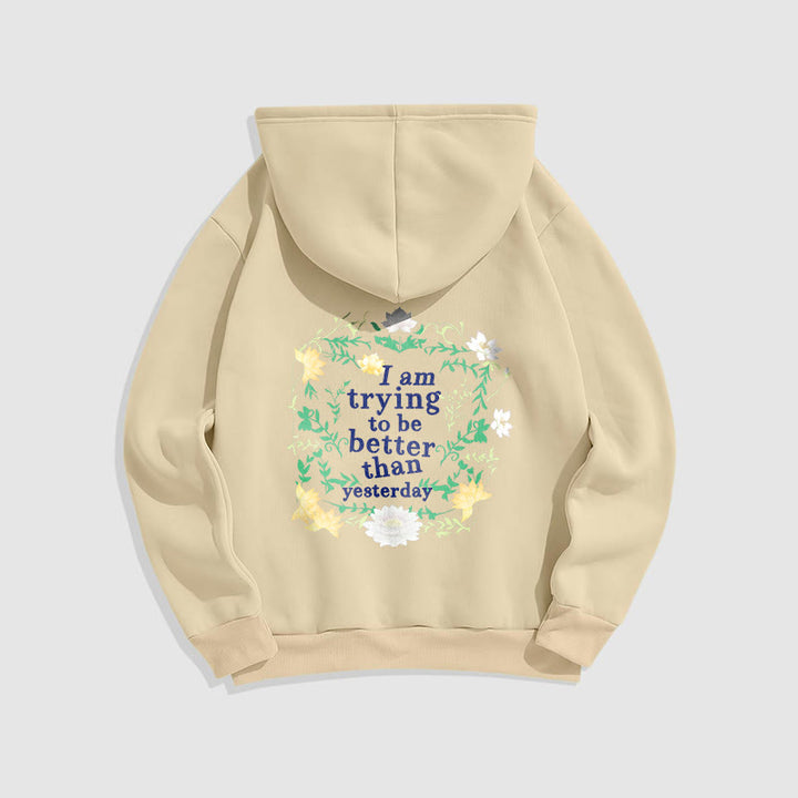 Buddha Stones Lotus J'essaie d'être meilleur Sweat à capuche en polyester doublé polaire