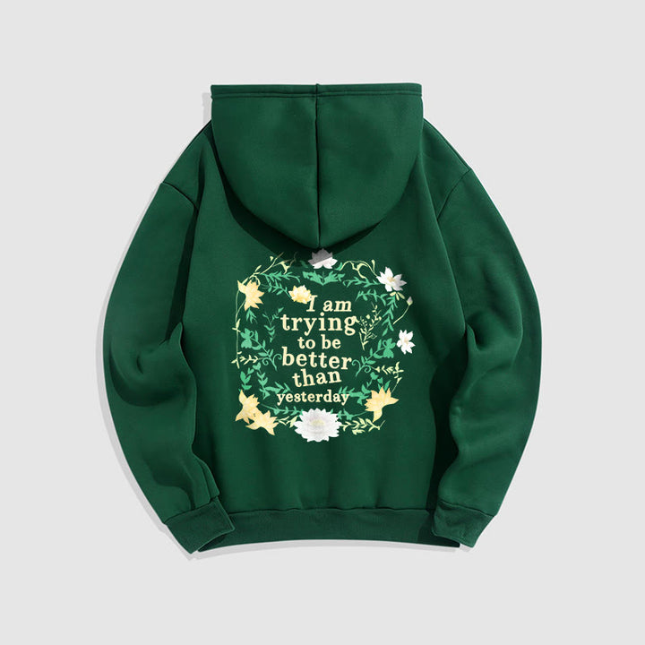 Buddha Stones Lotus J'essaie d'être meilleur Sweat à capuche en polyester doublé polaire