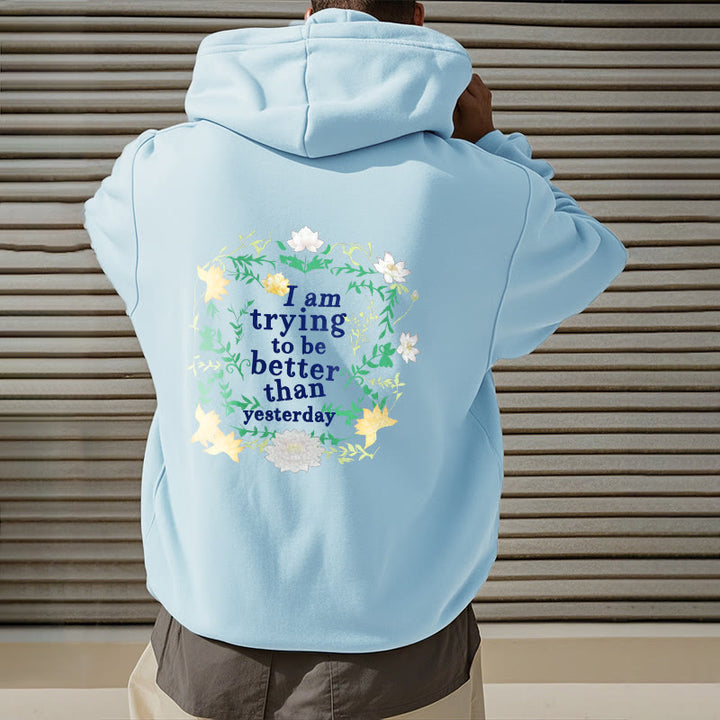 Buddha Stones Lotus J'essaie d'être meilleur Sweat à capuche en polyester doublé polaire