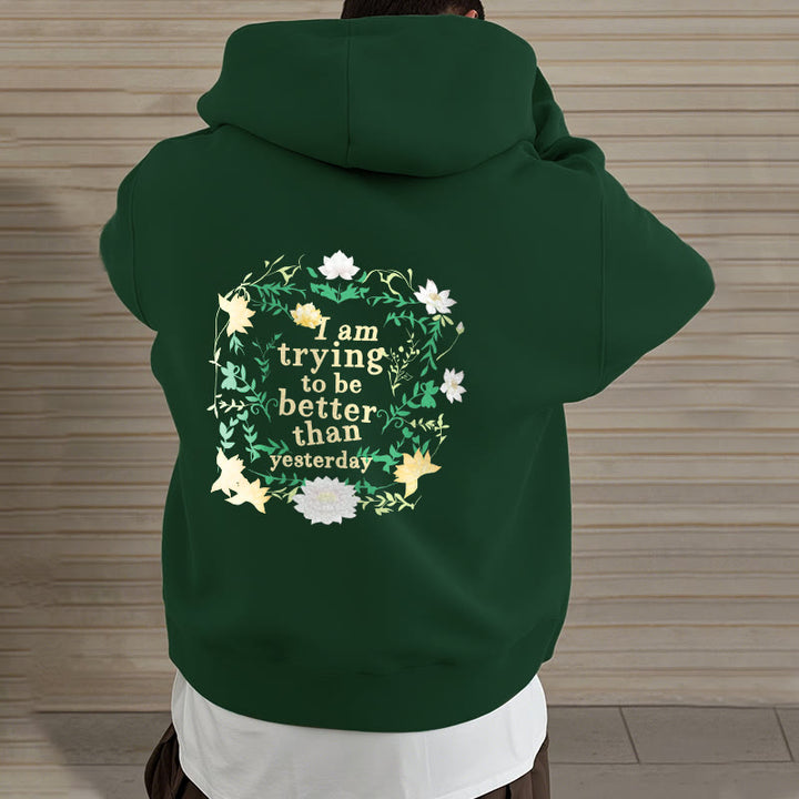 Buddha Stones Lotus J'essaie d'être meilleur Sweat à capuche en polyester doublé polaire