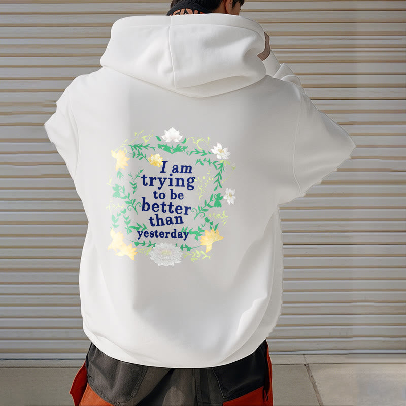 Buddha Stones Lotus J'essaie d'être meilleur Sweat à capuche en polyester doublé polaire