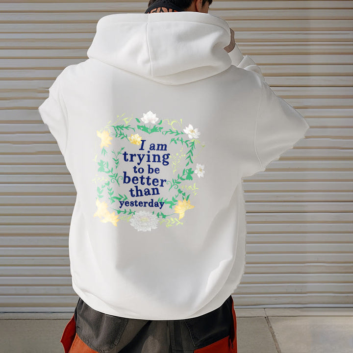 Buddha Stones Lotus J'essaie d'être meilleur Sweat à capuche en polyester doublé polaire