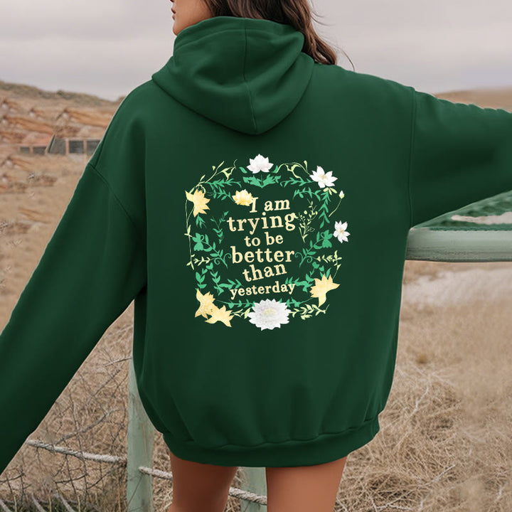 Buddha Stones Lotus J'essaie d'être meilleur Sweat à capuche en polyester doublé polaire