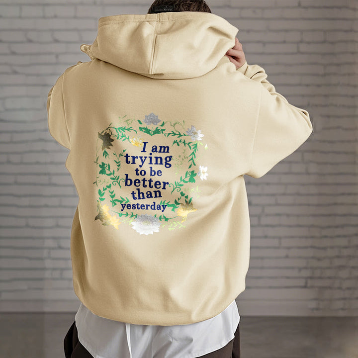 Buddha Stones Lotus J'essaie d'être meilleur Sweat à capuche en polyester doublé polaire