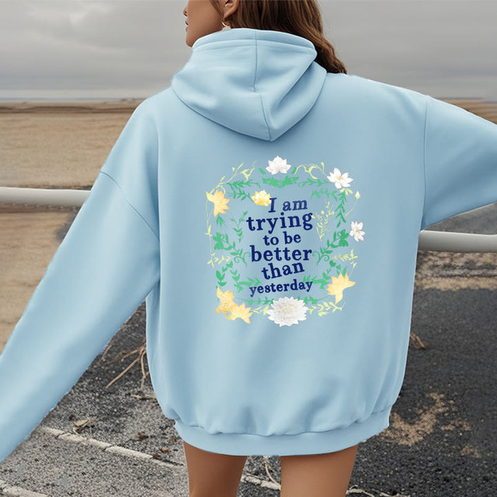 Buddha Stones Lotus J'essaie d'être meilleur Sweat à capuche en polyester doublé polaire