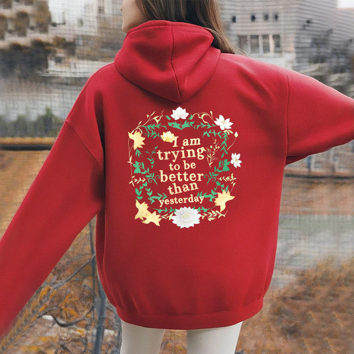 Buddha Stones Lotus J'essaie d'être meilleur Sweat à capuche en polyester doublé polaire