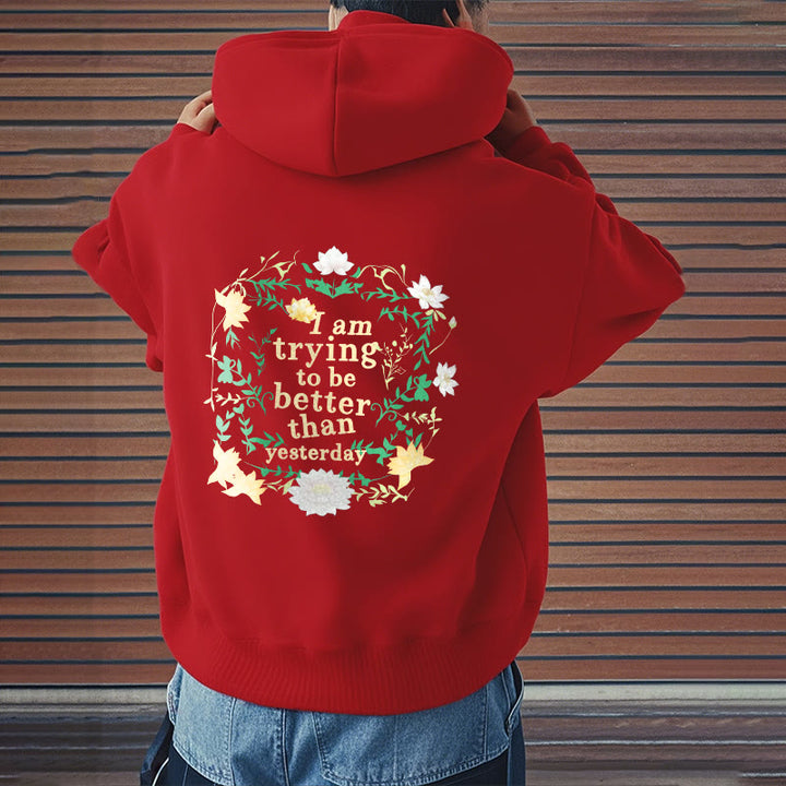 Buddha Stones Lotus J'essaie d'être meilleur Sweat à capuche en polyester doublé polaire