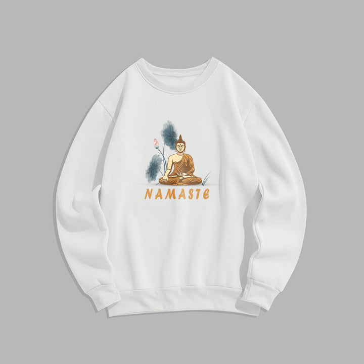 Sweat-shirt doublé Buddha Stones NAMASTE Buddha Lotus Leaf