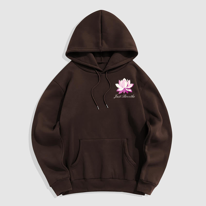 Sweat à capuche en polyester doublé polaire Buddha Stones Lotus Just Breathe