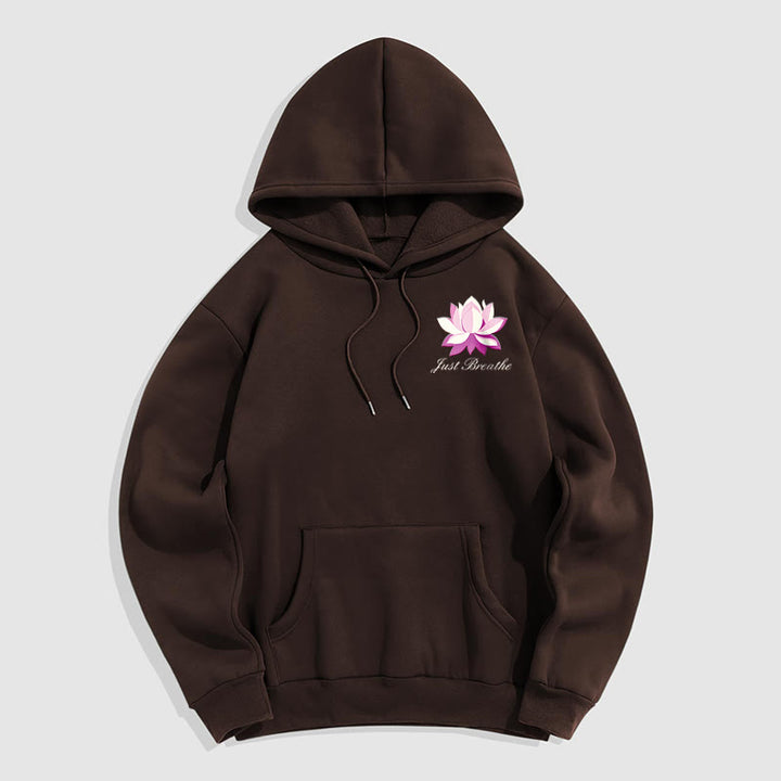 Sweat à capuche en polyester doublé polaire Buddha Stones Lotus Just Breathe