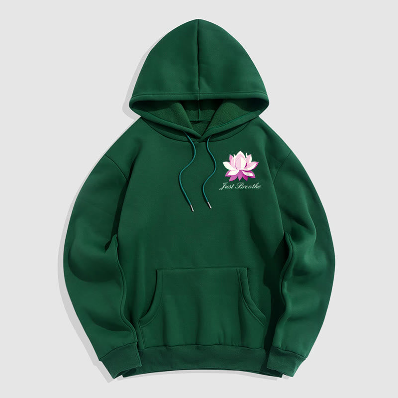 Sweat à capuche en polyester doublé polaire Buddha Stones Lotus Just Breathe