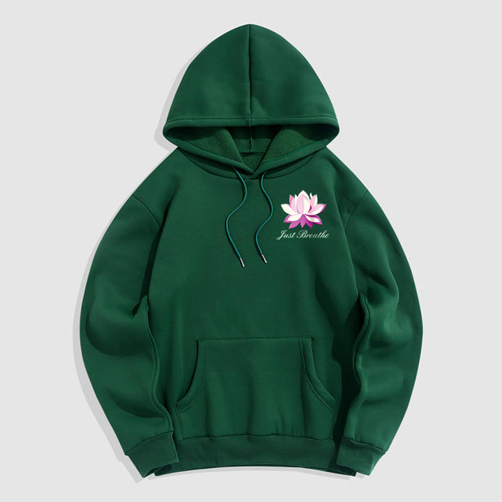 Sweat à capuche en polyester doublé polaire Buddha Stones Lotus Just Breathe