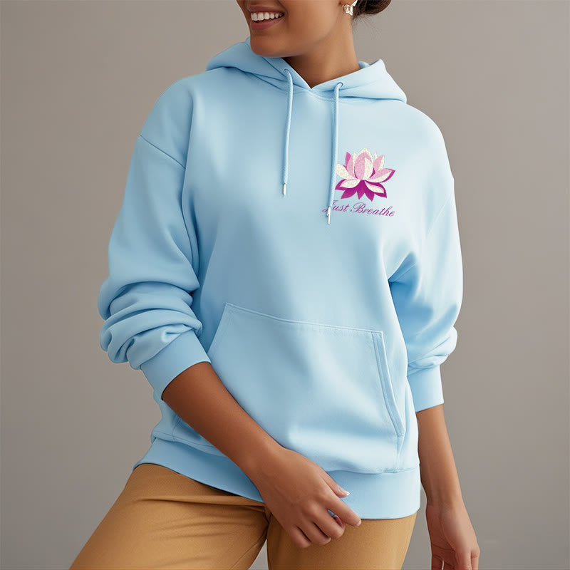 Sweat à capuche en polyester doublé polaire Buddha Stones Lotus Just Breathe