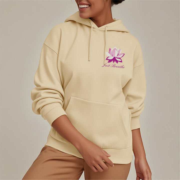 Sweat à capuche en polyester doublé polaire Buddha Stones Lotus Just Breathe