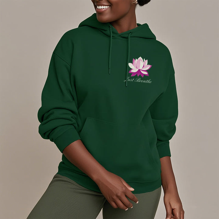 Sweat à capuche en polyester doublé polaire Buddha Stones Lotus Just Breathe