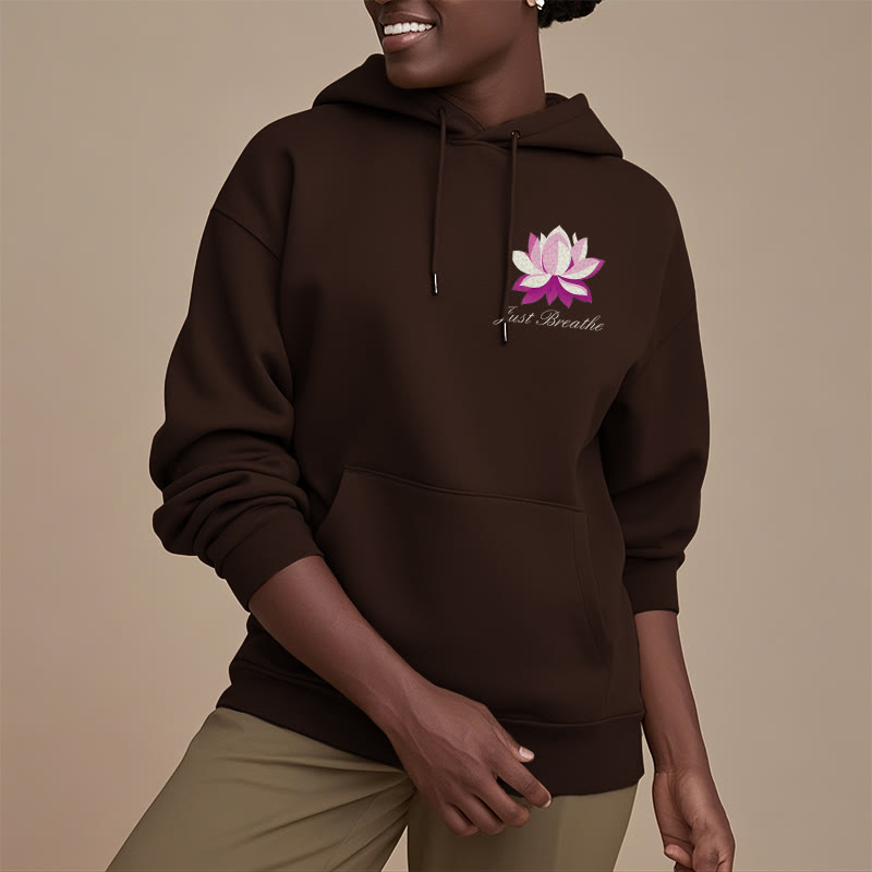 Sweat à capuche en polyester doublé polaire Buddha Stones Lotus Just Breathe