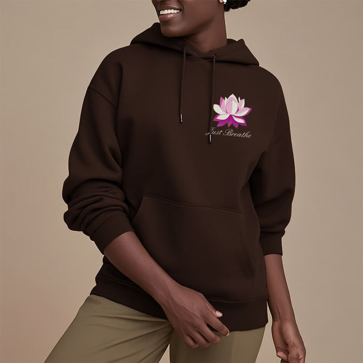 Sweat à capuche en polyester doublé polaire Buddha Stones Lotus Just Breathe