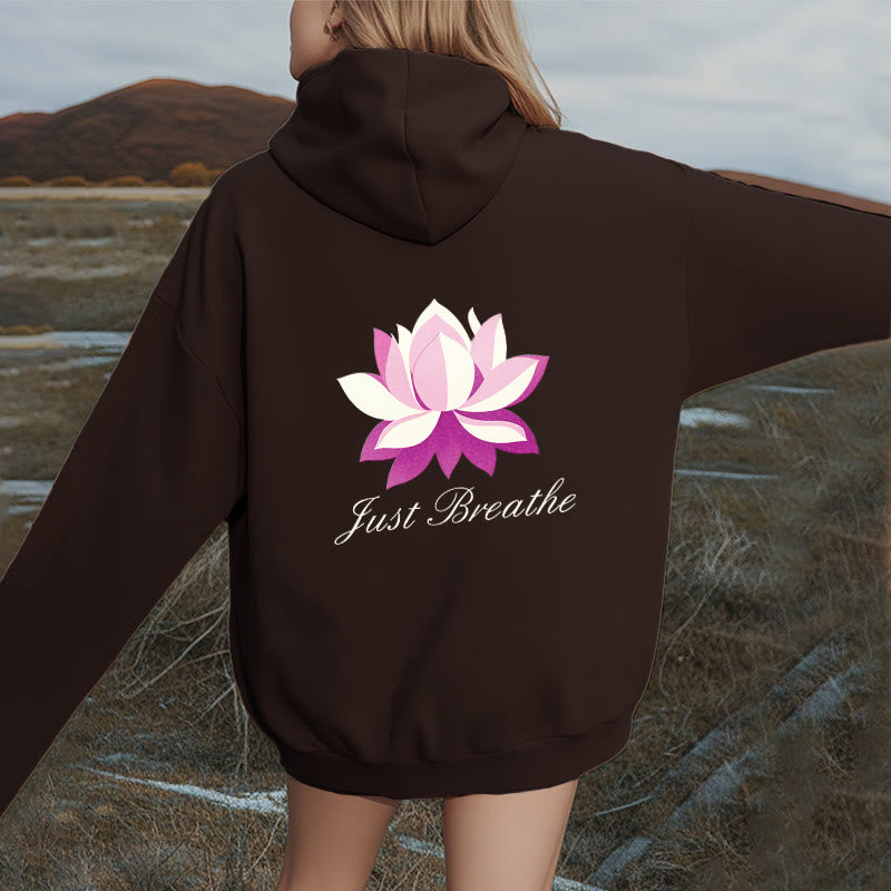 Sweat à capuche en polyester doublé polaire Buddha Stones Lotus Just Breathe