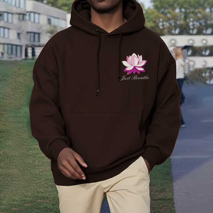 Sweat à capuche en polyester doublé polaire Buddha Stones Lotus Just Breathe