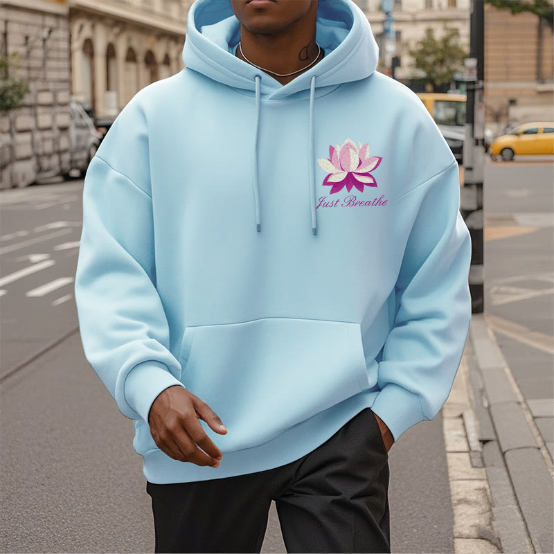 Sweat à capuche en polyester doublé polaire Buddha Stones Lotus Just Breathe