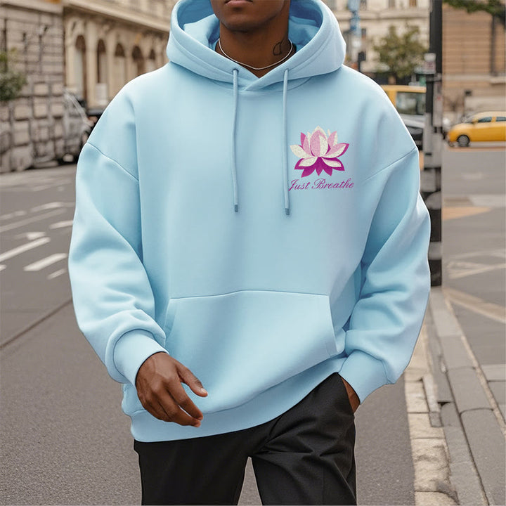 Sweat à capuche en polyester doublé polaire Buddha Stones Lotus Just Breathe
