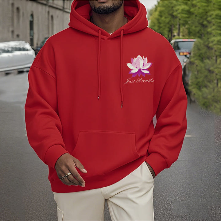 Sweat à capuche en polyester doublé polaire Buddha Stones Lotus Just Breathe