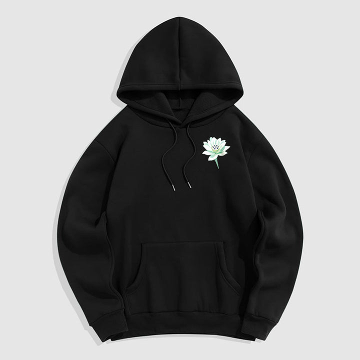 Buddha Stones Lotus Ne jamais être contrôlé par trois choses Sweat à capuche en polyester doublé polaire
