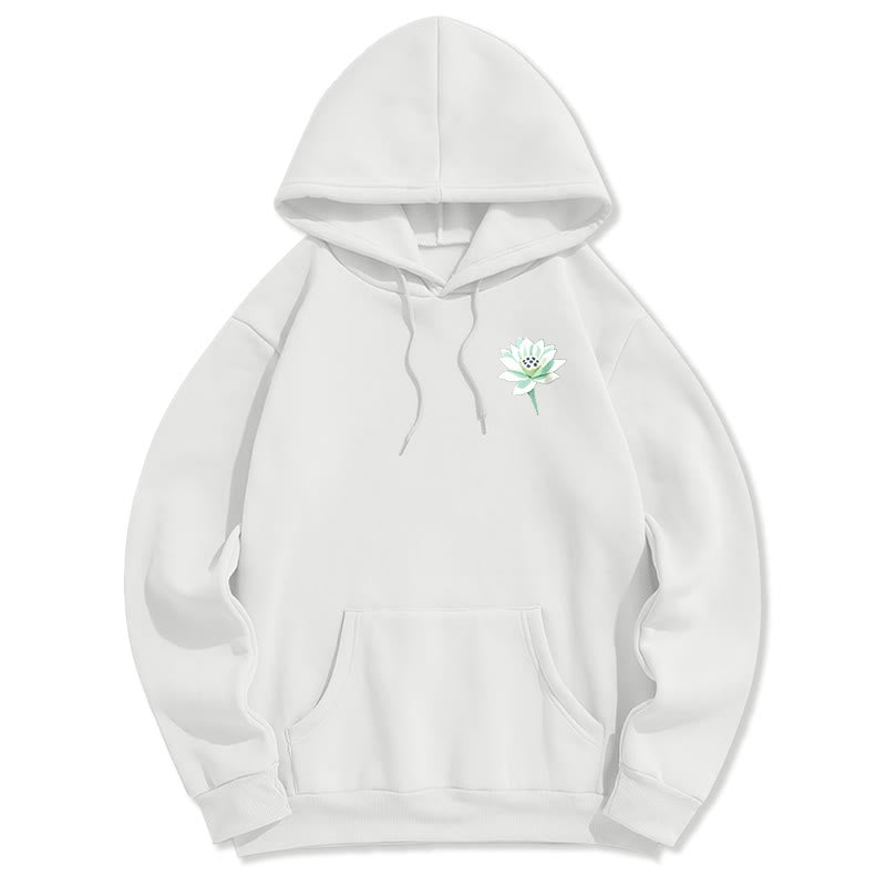Buddha Stones Lotus Ne jamais être contrôlé par trois choses Sweat à capuche en polyester doublé polaire
