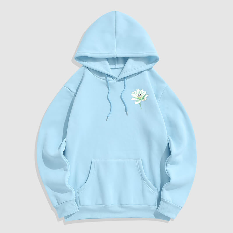Buddha Stones Lotus Ne jamais être contrôlé par trois choses Sweat à capuche en polyester doublé polaire