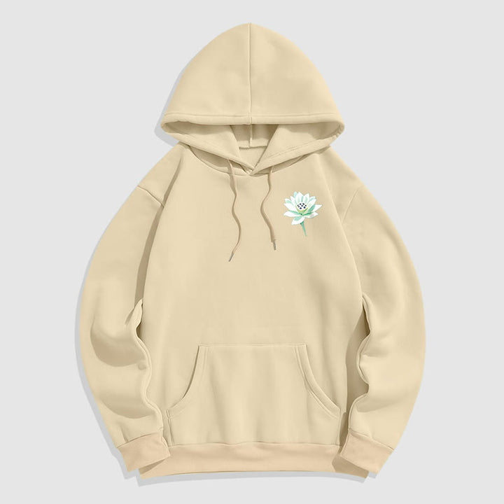 Buddha Stones Lotus Ne jamais être contrôlé par trois choses Sweat à capuche en polyester doublé polaire