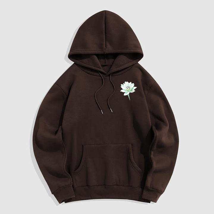 Buddha Stones Lotus Ne jamais être contrôlé par trois choses Sweat à capuche en polyester doublé polaire