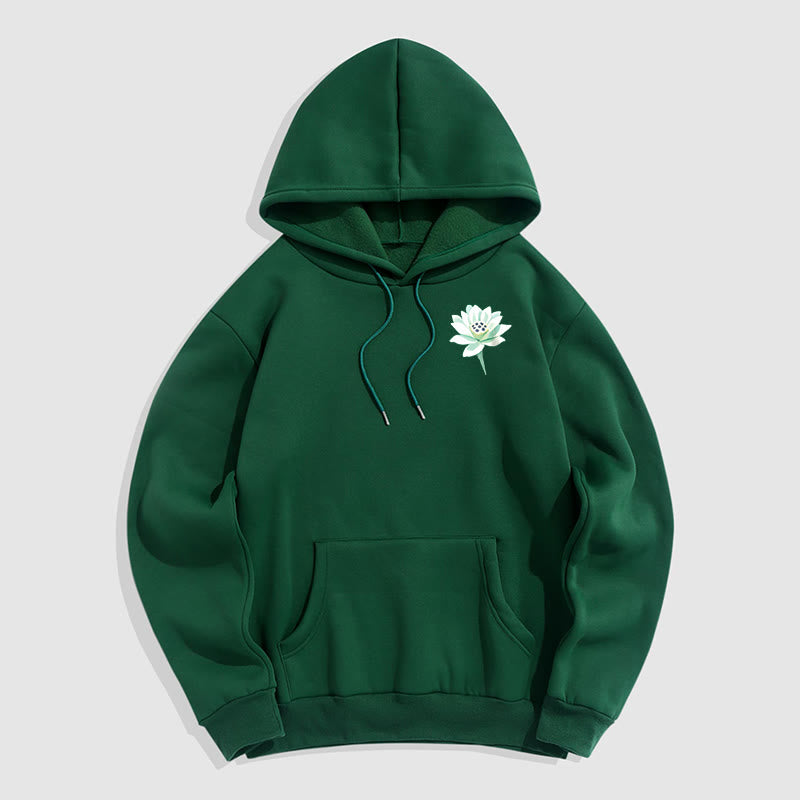 Buddha Stones Lotus Ne jamais être contrôlé par trois choses Sweat à capuche en polyester doublé polaire