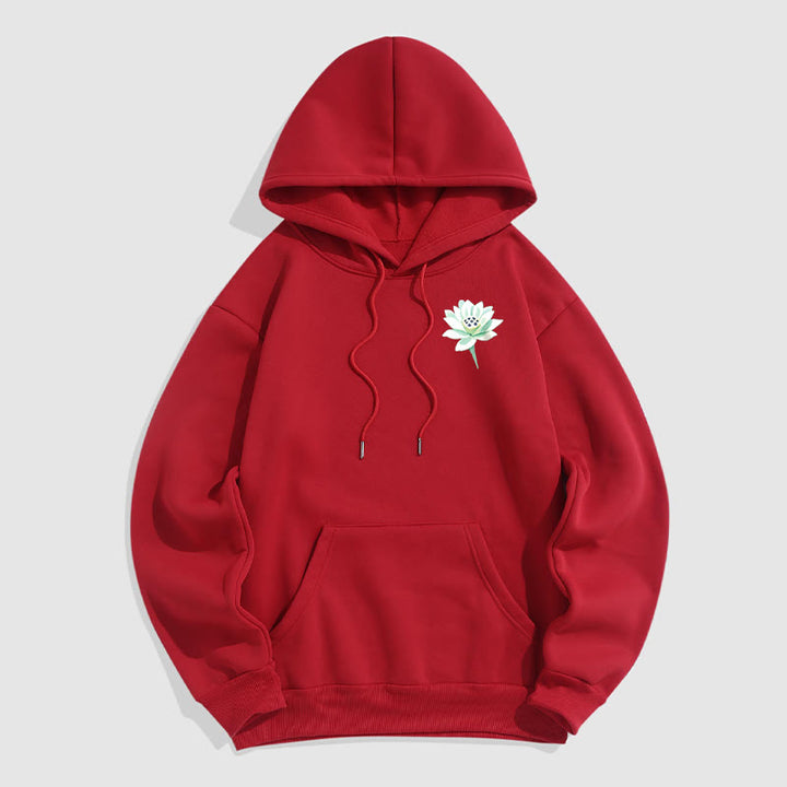 Buddha Stones Lotus Ne jamais être contrôlé par trois choses Sweat à capuche en polyester doublé polaire