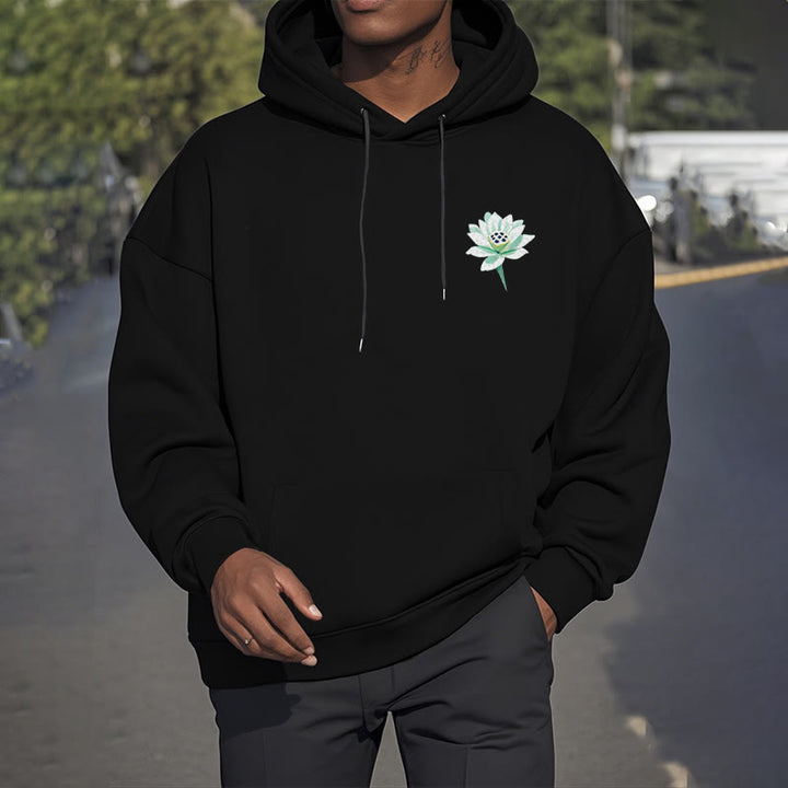 Buddha Stones Lotus Ne jamais être contrôlé par trois choses Sweat à capuche en polyester doublé polaire