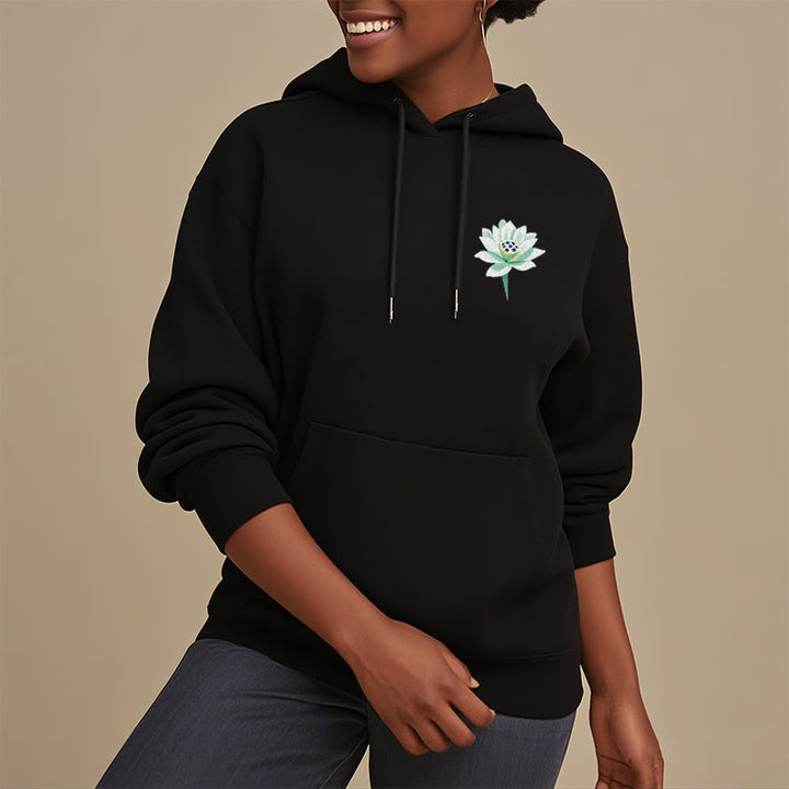 Buddha Stones Lotus Ne jamais être contrôlé par trois choses Sweat à capuche en polyester doublé polaire